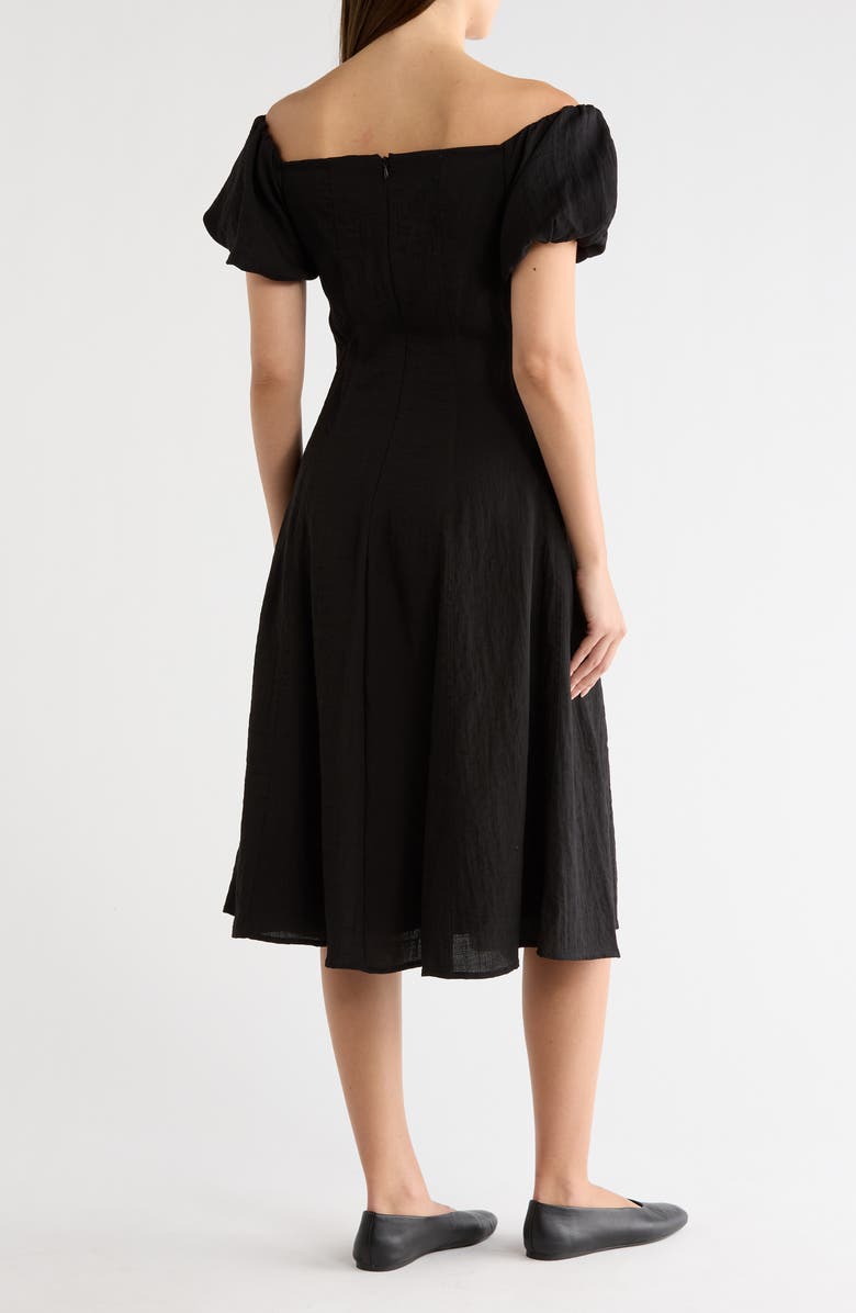 Sam Edelman Off the Shoulder A-Line Dress, Alternate, color, Black