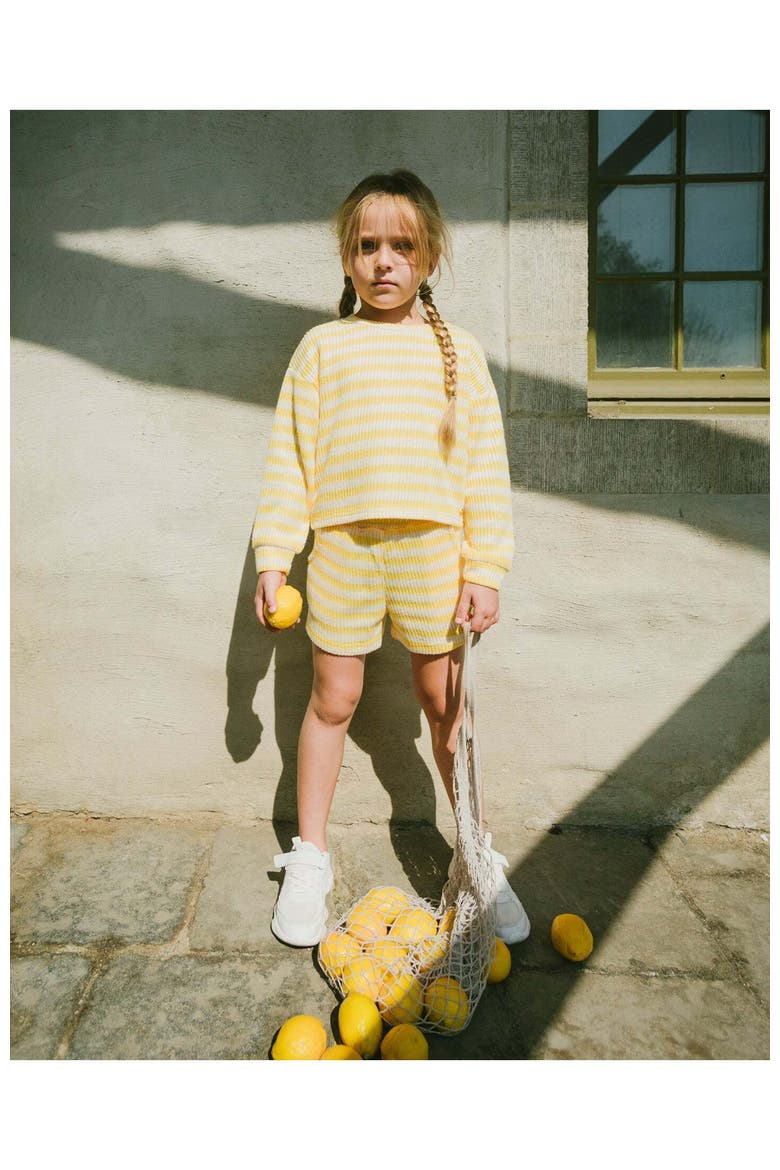 Elastic Waist Scoop Pockets Striped Shorts, Alternate, color, Yellow & White Stripes