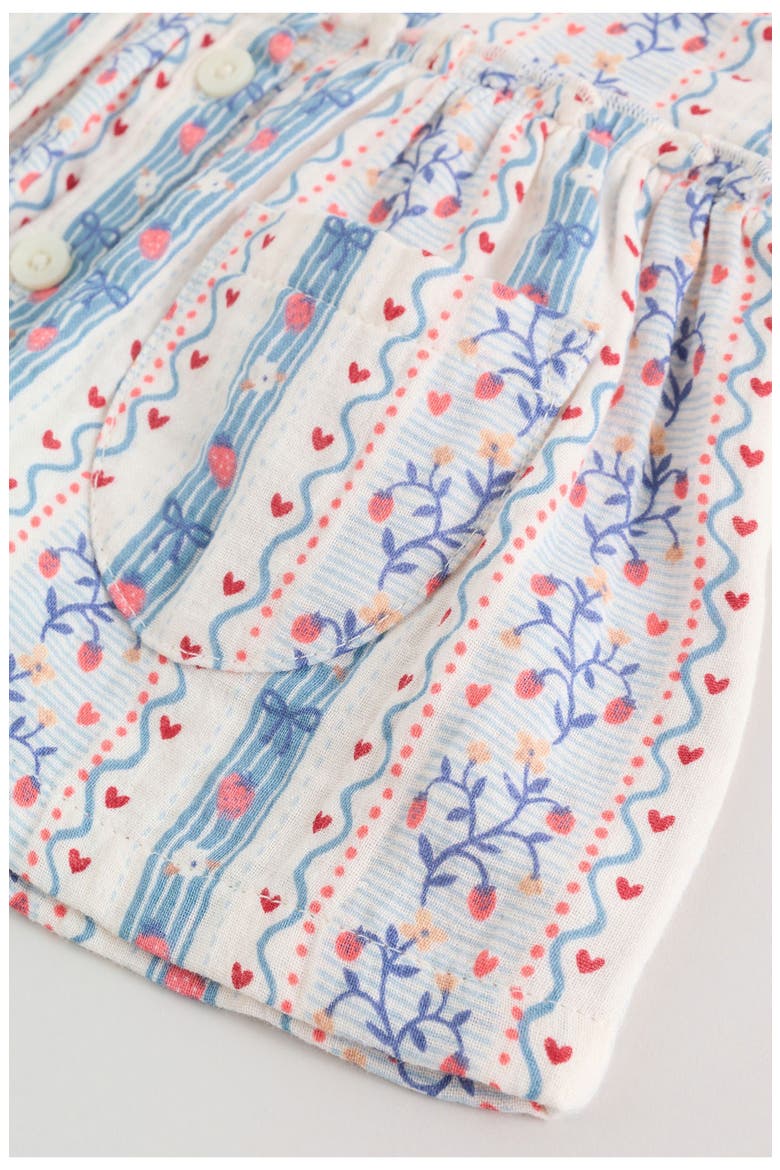 Strawberry Picnic Babydoll Top & Pants Set, Alternate, color, WHITE/ BLUE