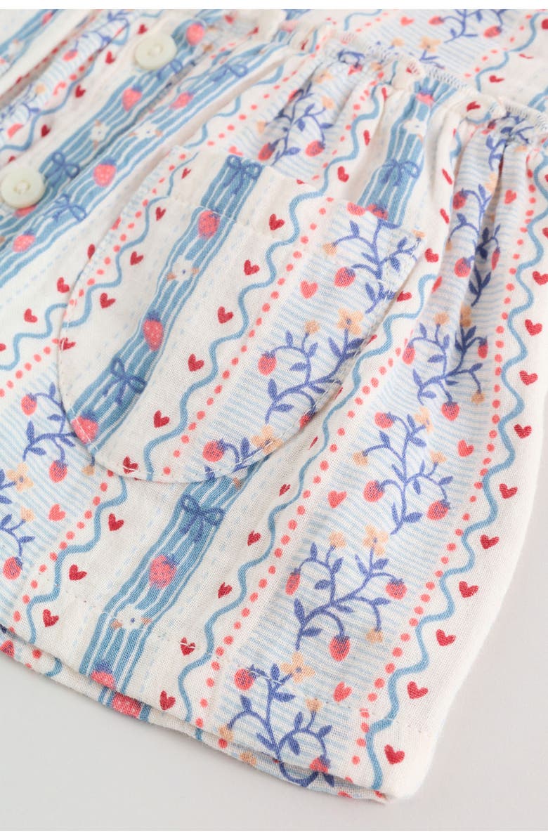 NEXT Strawberry Picnic Babydoll Top & Pants Set, Alternate, color, White/ Blue