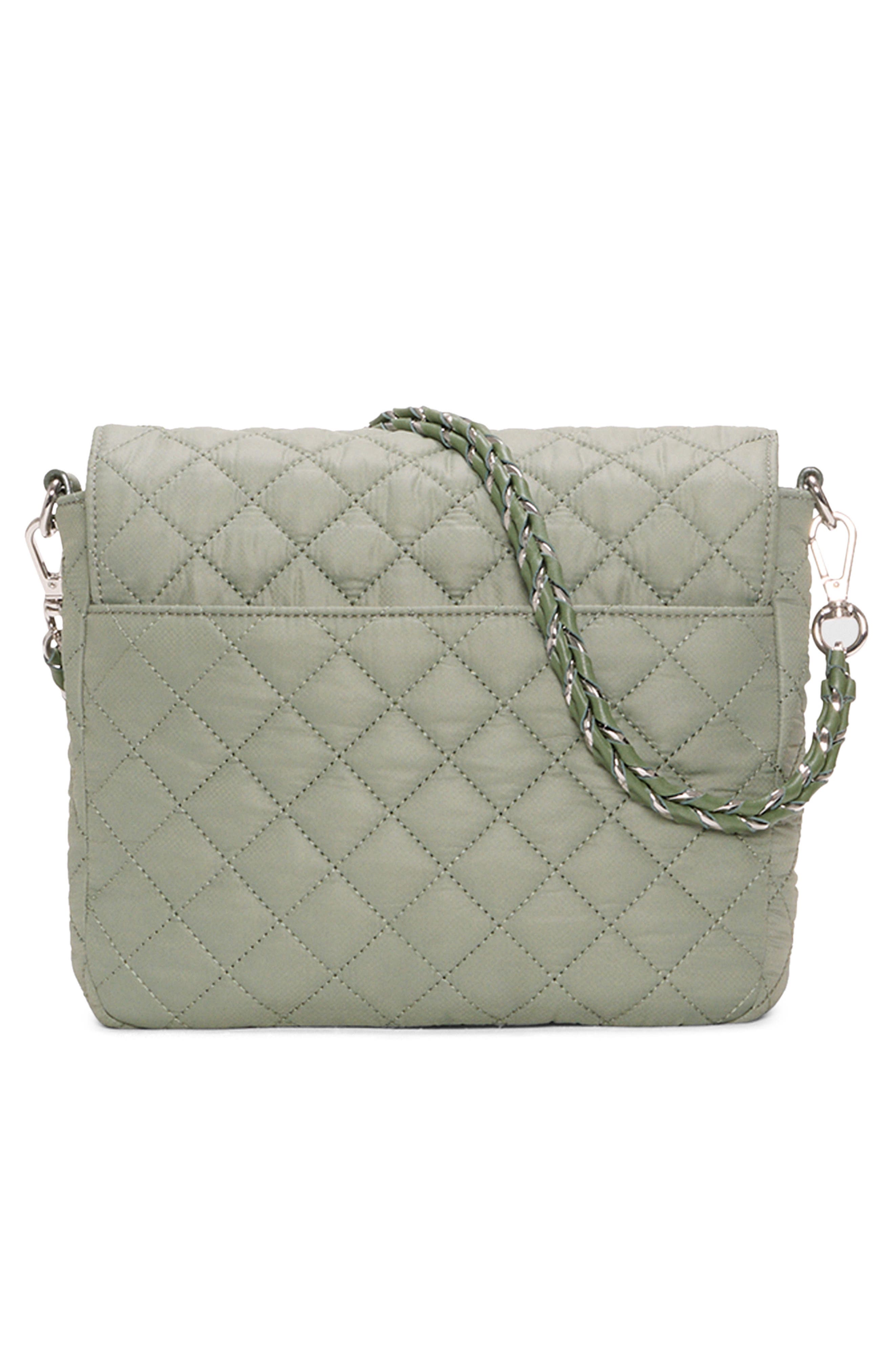 MZ Wallace Medium Crosby Lock Quilted Nylon Crossbody Bag, Alternate, color, Agave Green