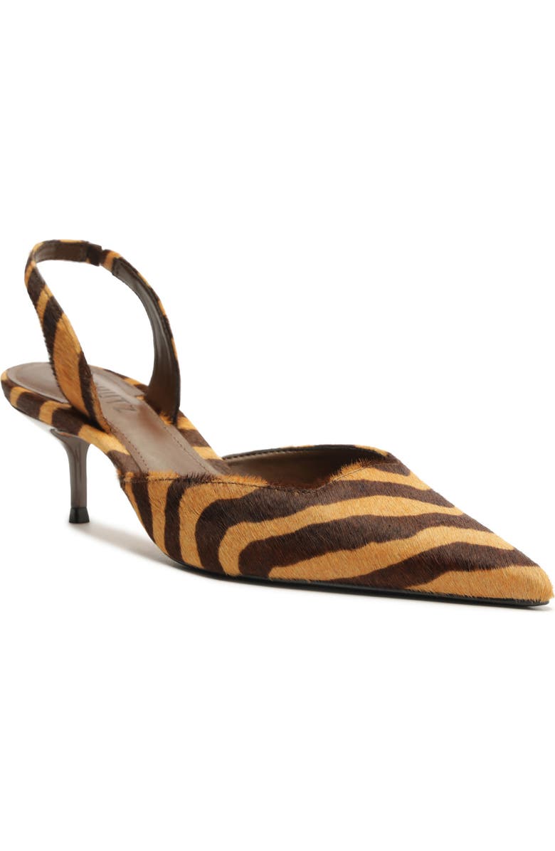 Schutz Paola Mid Slingback Pointed Toe Pump, Main, color, Natural Calf Hair