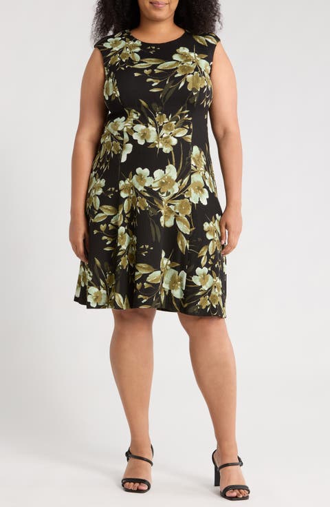 Cap Sleeve Fit and Flare Dress