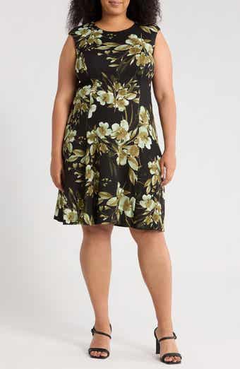 Connected Apparel Cap Sleeve Fit and Flare Dress