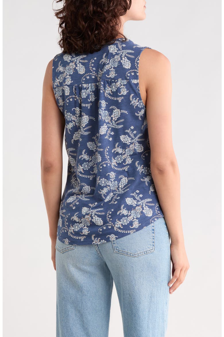 Print Smocked Tank, Alternate, color, NAVY FLORAL