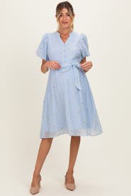 PinkBlush Floral Embroidered Tie Waist Dress