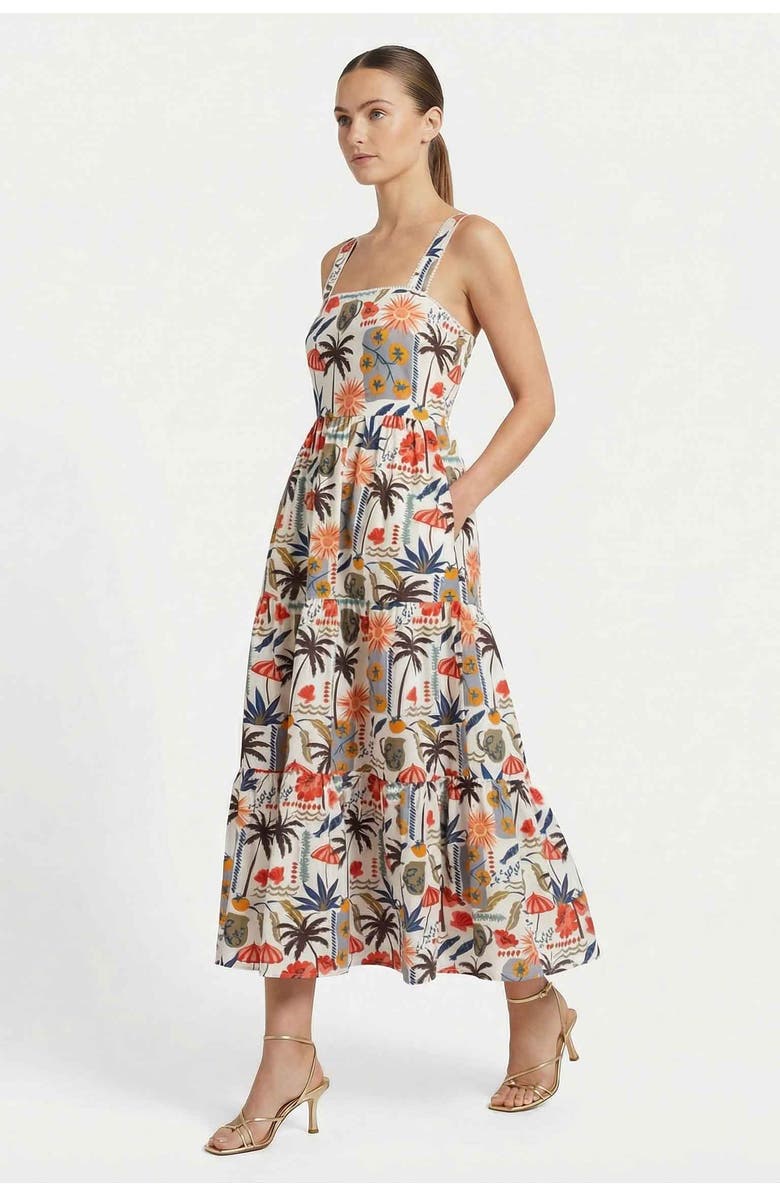 Change of Scenery Lizzie Printed Tiered Midi Dress, Alternate, color, Riviera