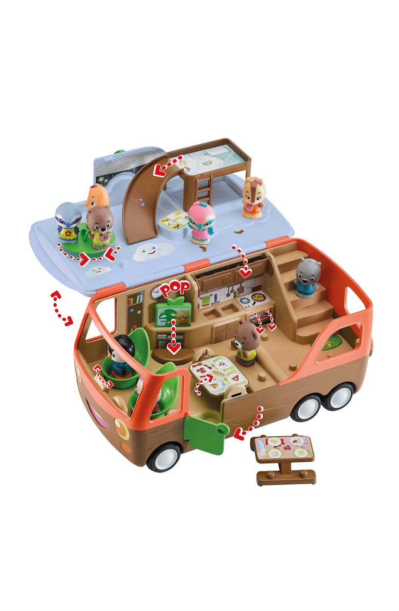 Timber Tots Camper Van 3 Piece Travel Playset, Seal Figure, Open & Reveal, 18Mo+, Alternate, color, Multicolored