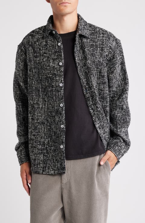 Tweed Long Sleeve Button-Up Shirt