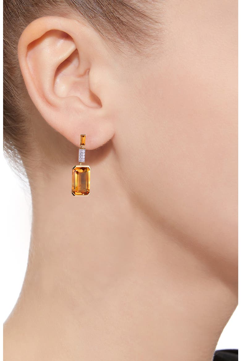 Citrine Earrings with Diamonds, Alternate, color, Citrine Orange