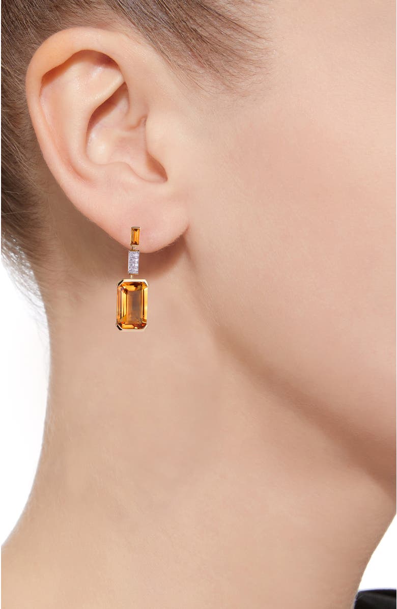 Kahn High Jewelry Citrine Earrings with Diamonds, Alternate, color, Citrine Orange