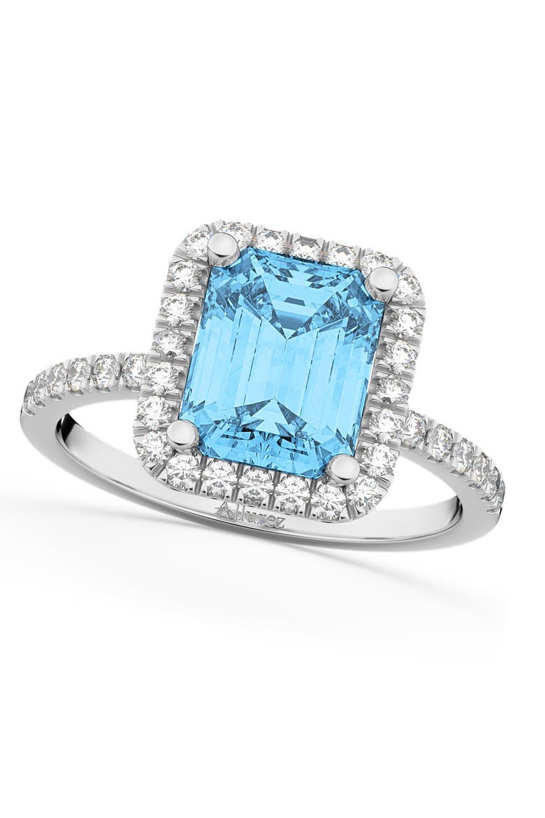 Blue Topaz & Diamond Engagement Ring 14k, Main, color, 3.32ct/White Gold