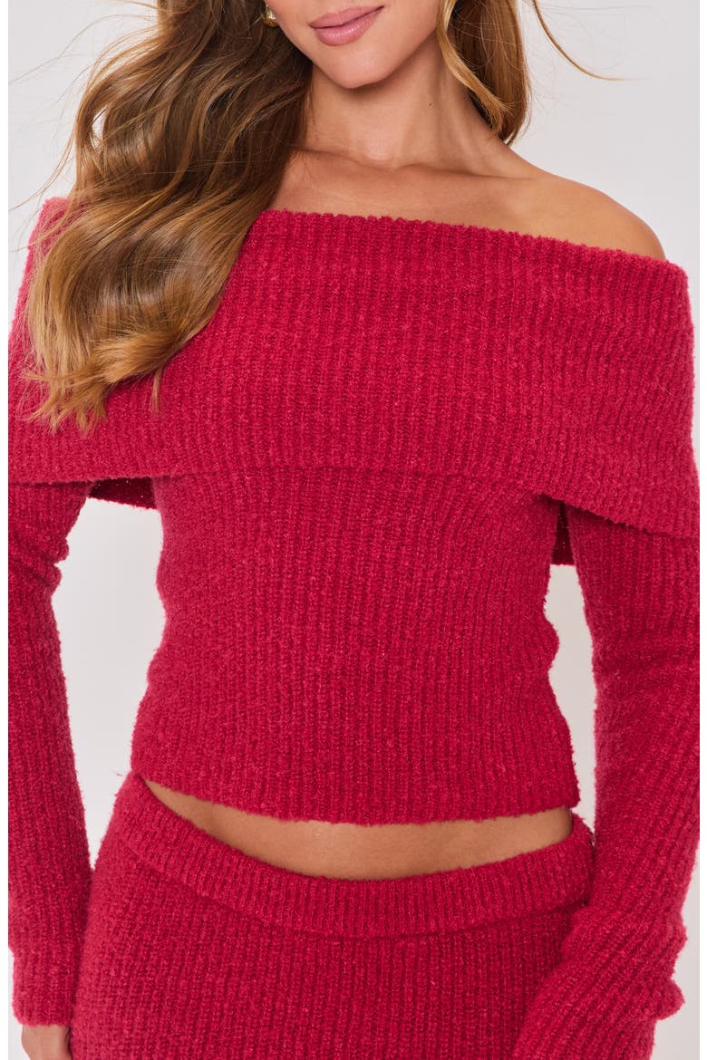 Ruby Off the Shoulder Crop Sweater, Alternate, color, WINE