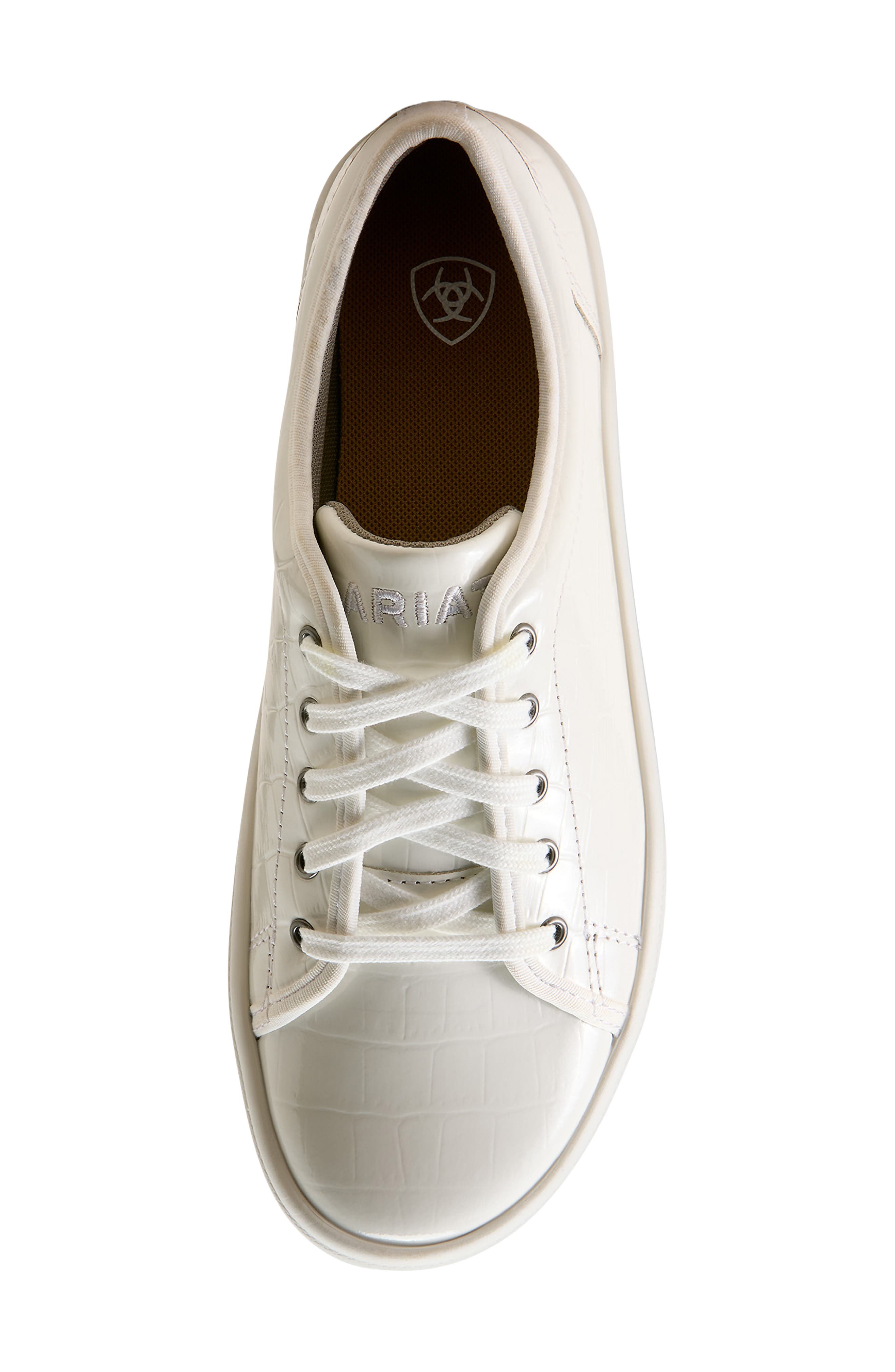 Skylar Croc Embossed Leather Sneaker, Alternate, color, PATENT WHITE CROC PRINT