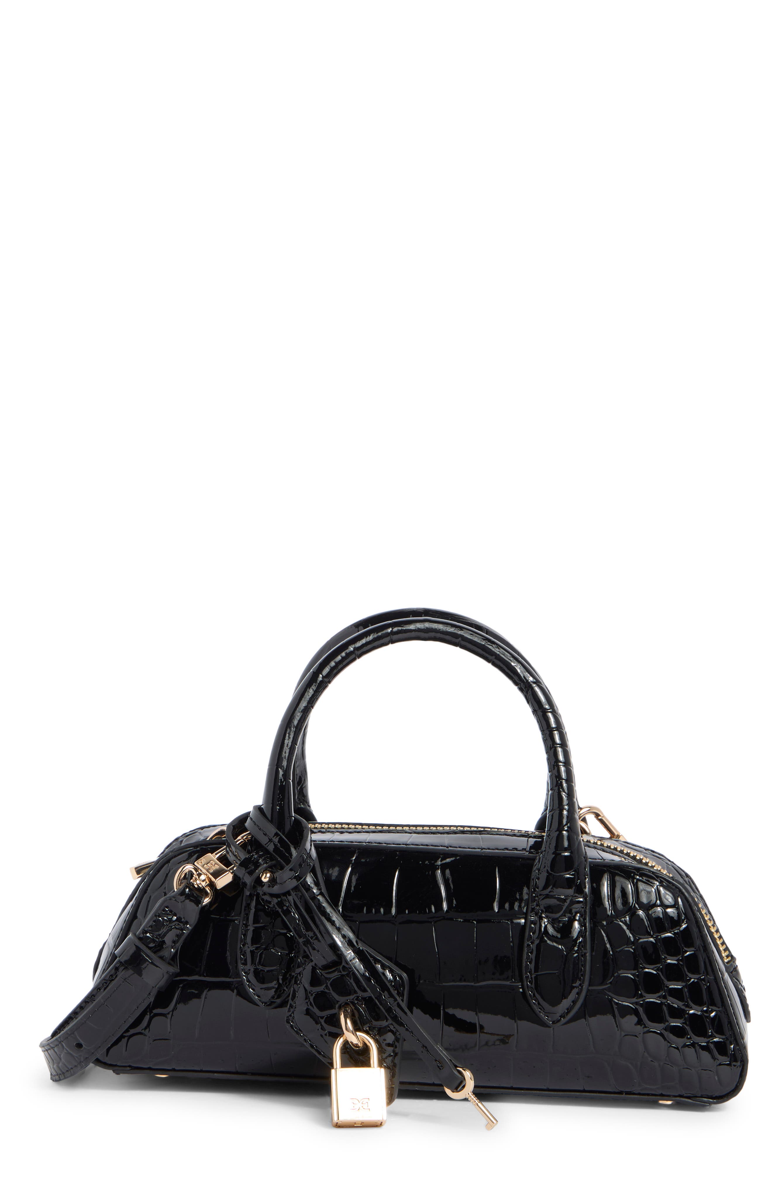 Sam Edelman Micro Nori Faux Leather Bowler Satchel, Main, color, Black