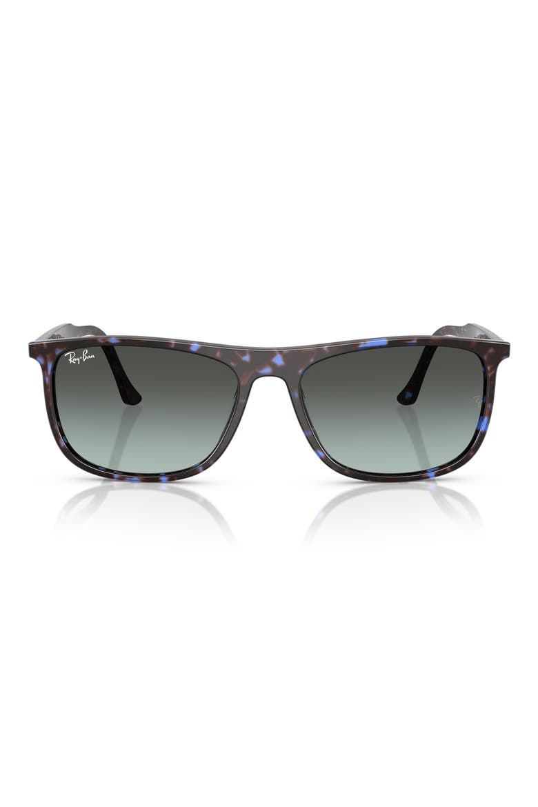 61mm Polarized Gradient Rectangular Sunglasses, Main, color, BLUE HAVANA