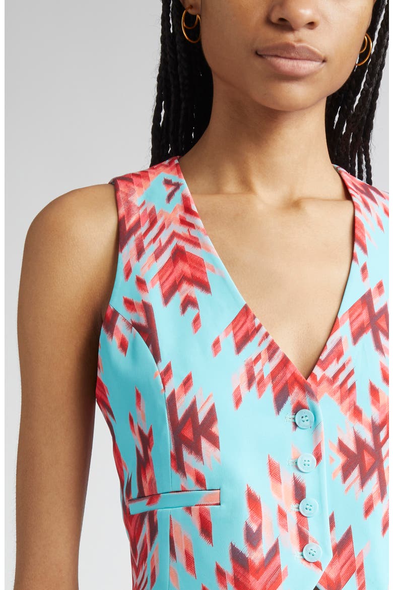 Jianna Print Button-Up Vest, Alternate, color, POOL BLUE GANADO PRINT