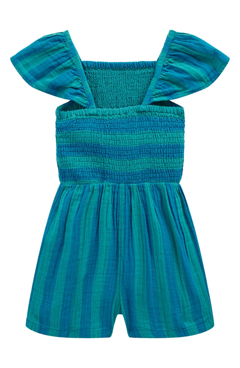 Mini Boden Kids' Double Cloth Romper, Alternate, color, Aurora Blue Stripe