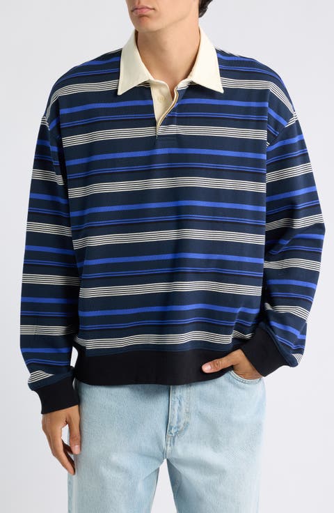 David Striped Organic Cotton Long Sleeve Rugby Shirt