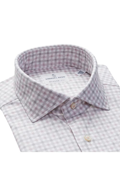 Emanuel Berg 4flex Stretch Modern Fit Check Knit Dress Shirt In Neutral
