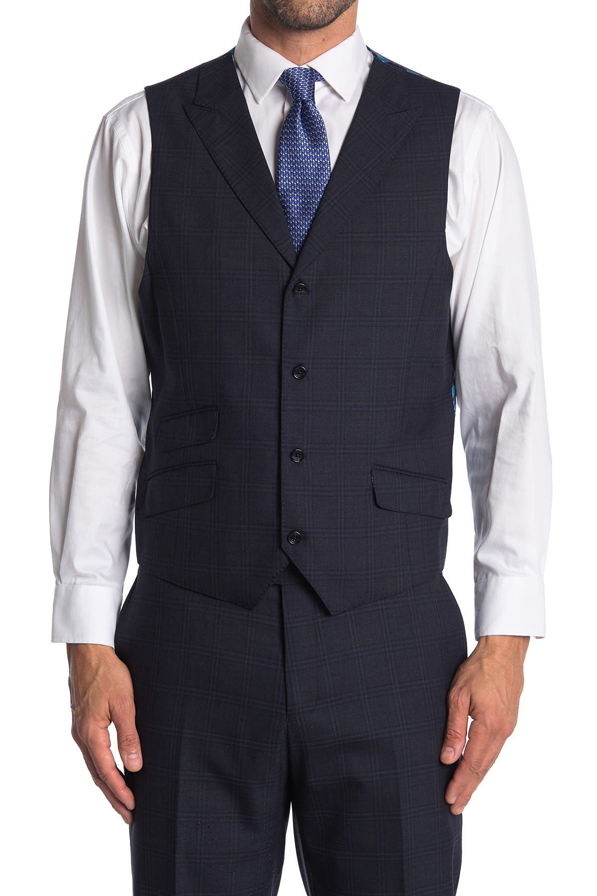 English Laundry Windowpane Print Peak Collar Two Button Suit (Men ...