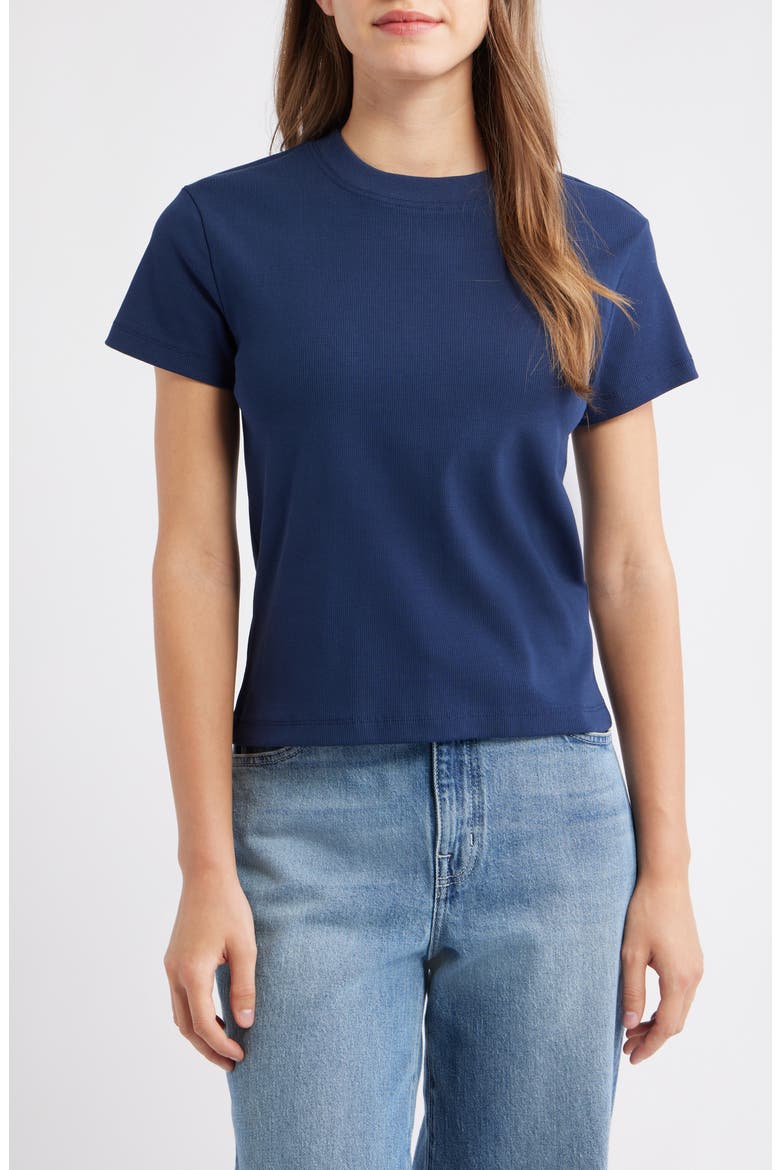 Slim Fit Stretch Cotton T-Shirt, Main, color, DRESS BLUES