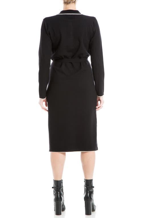 Max Studio Long Sleeve Shirtdress In Black/off White