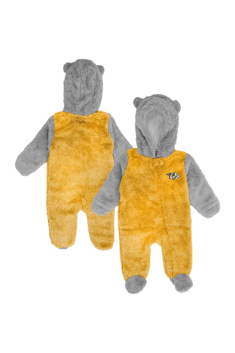 Newborn & Infant Gold Nashville Predators Game Nap Teddy Fleece Bunting Full-Zip Sleeper, Main, color, Gold