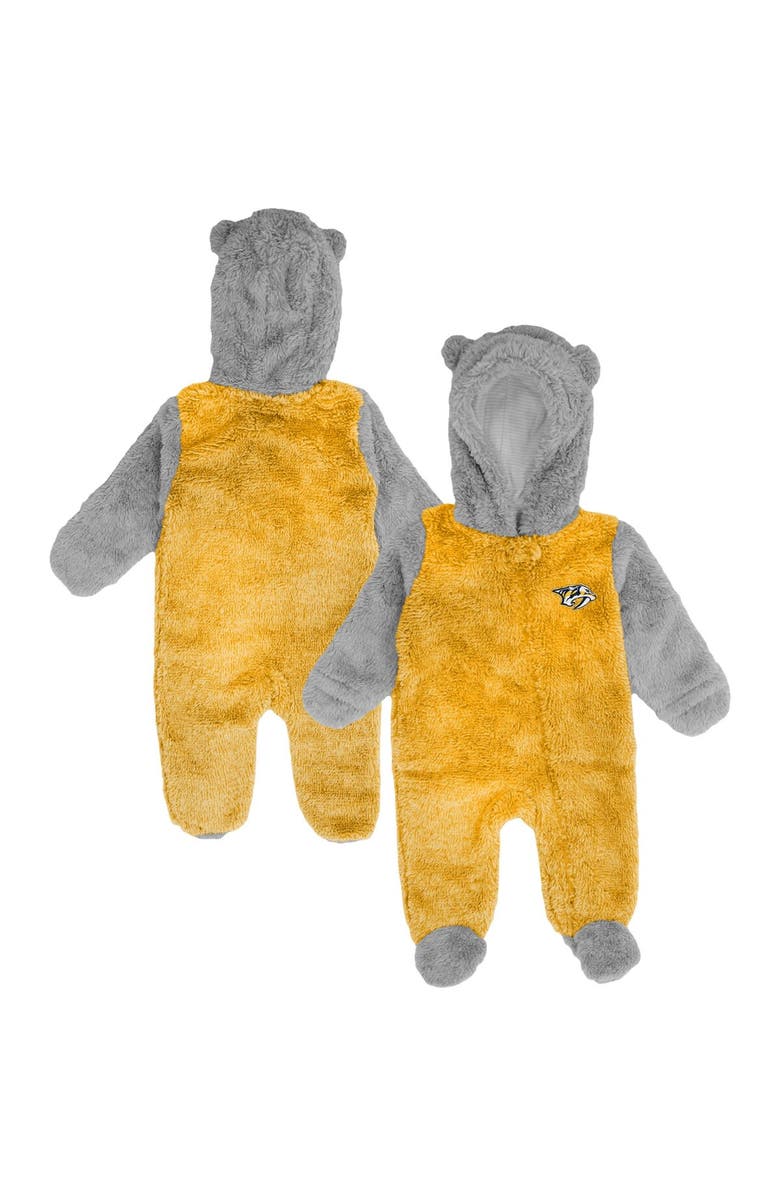 Outerstuff Newborn & Infant Gold Nashville Predators Game Nap Teddy Fleece Bunting Full-Zip Sleeper, Main, color, Gold