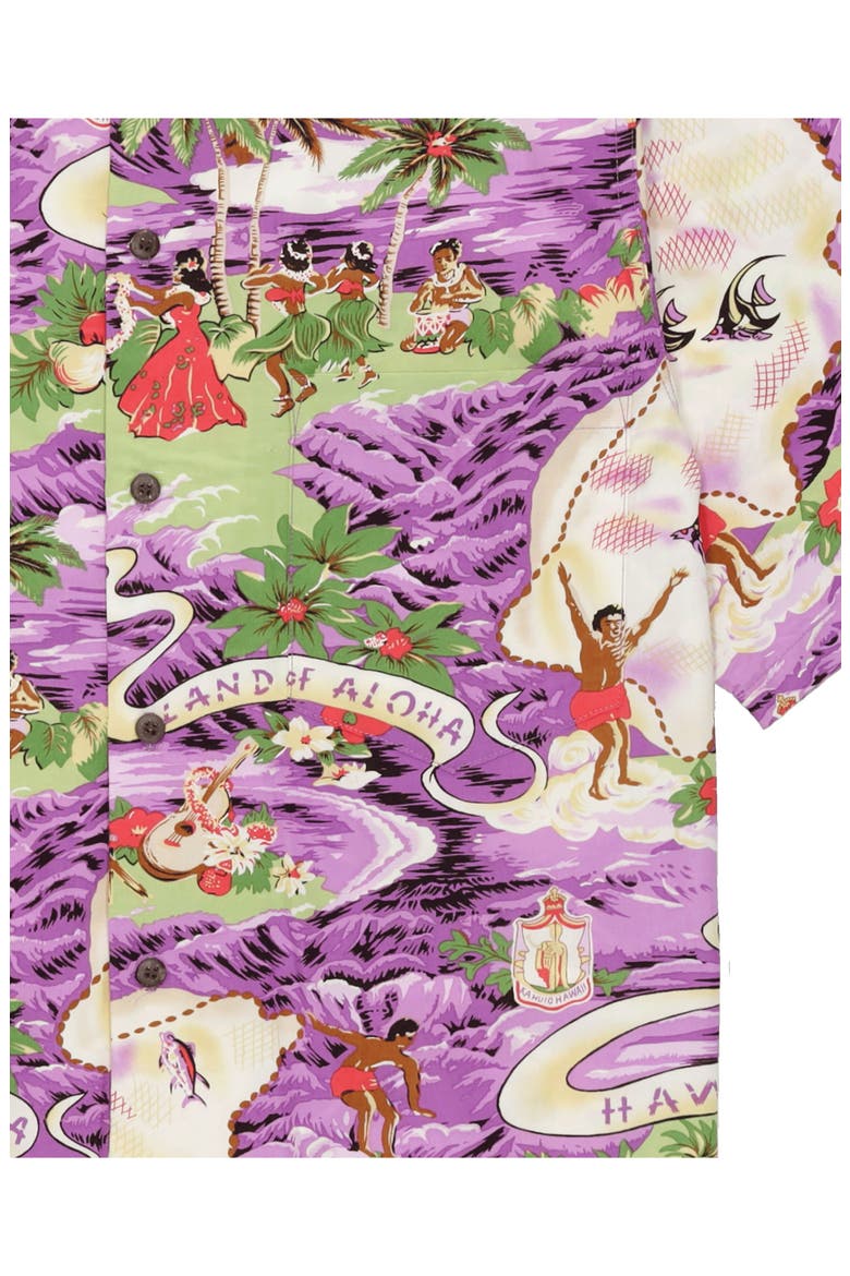Tropical Hawaiian Short Sleeve Shirt, Alternate, color, Violet