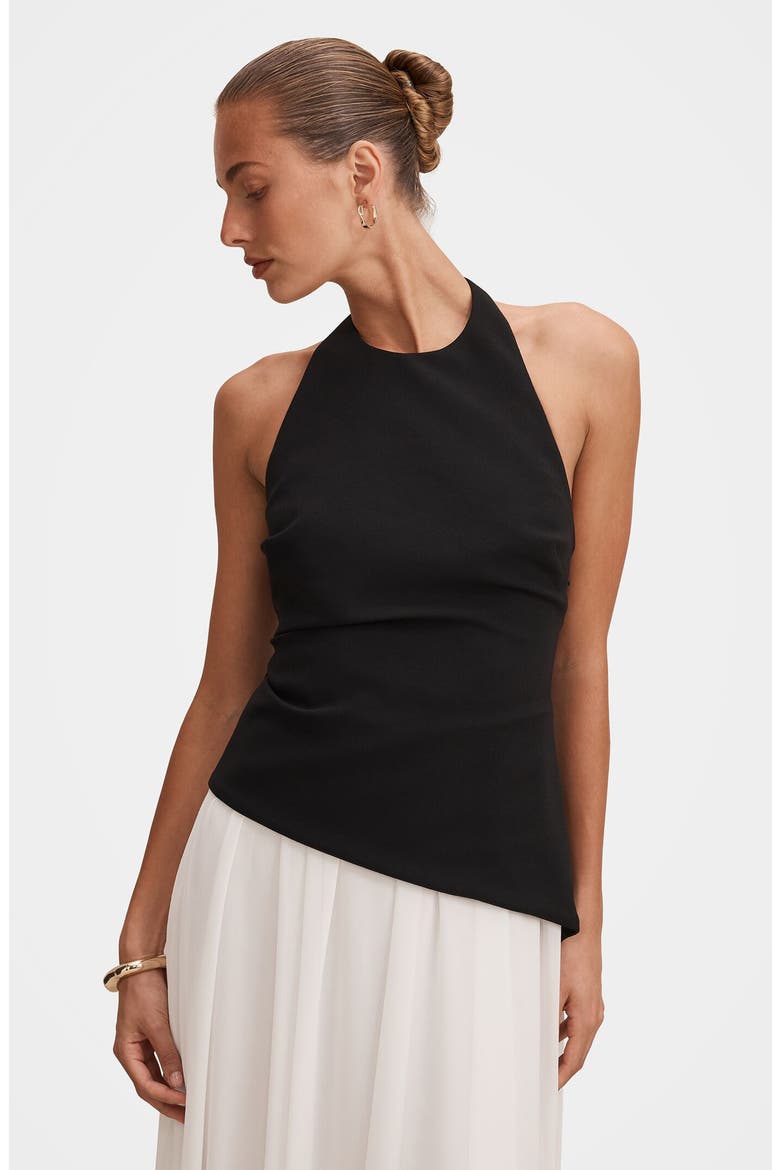 Elise Halter Neck Mixed Media Dress, Alternate, color, MONOCHROME