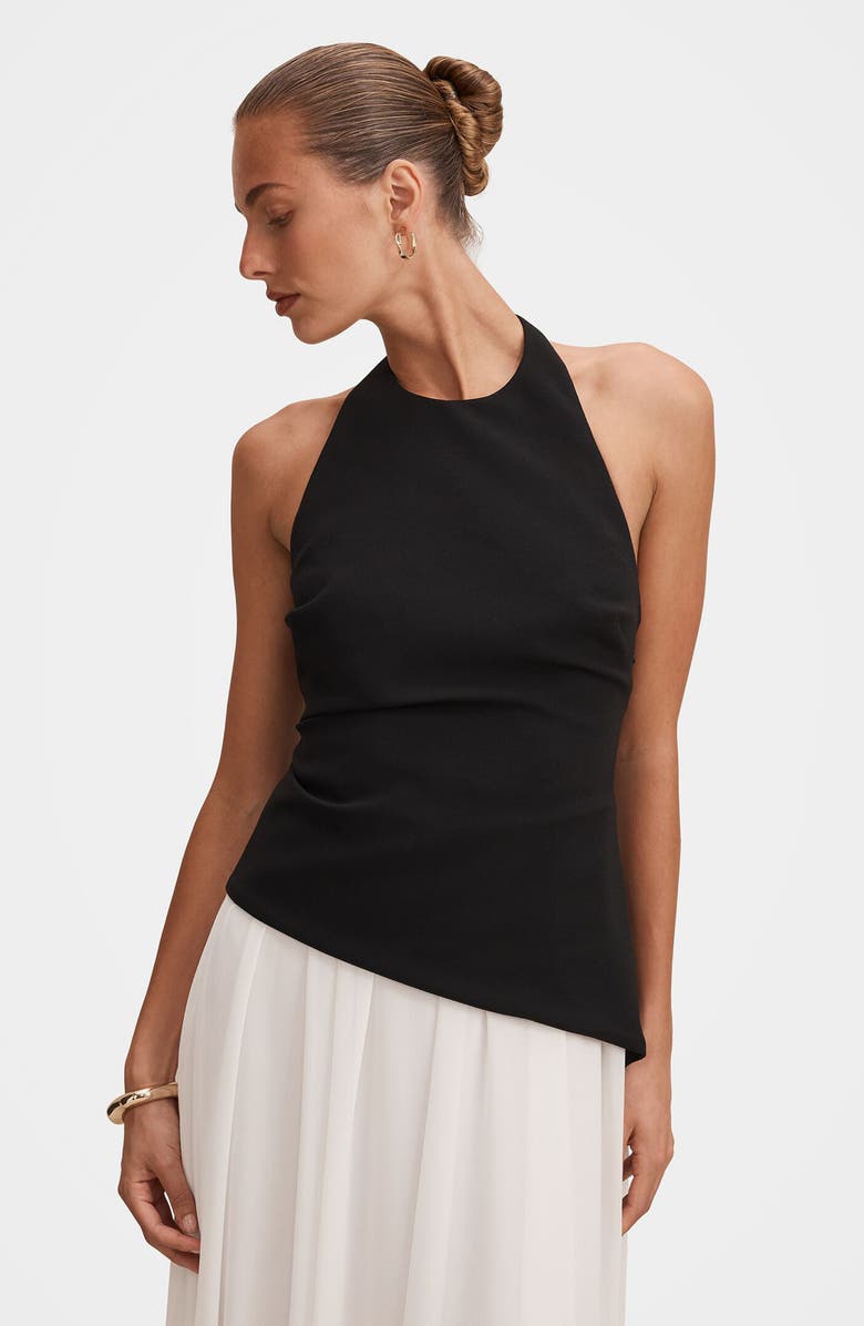 Ever New Elise Halter Neck Mixed Media Dress, Alternate, color, Monochrome