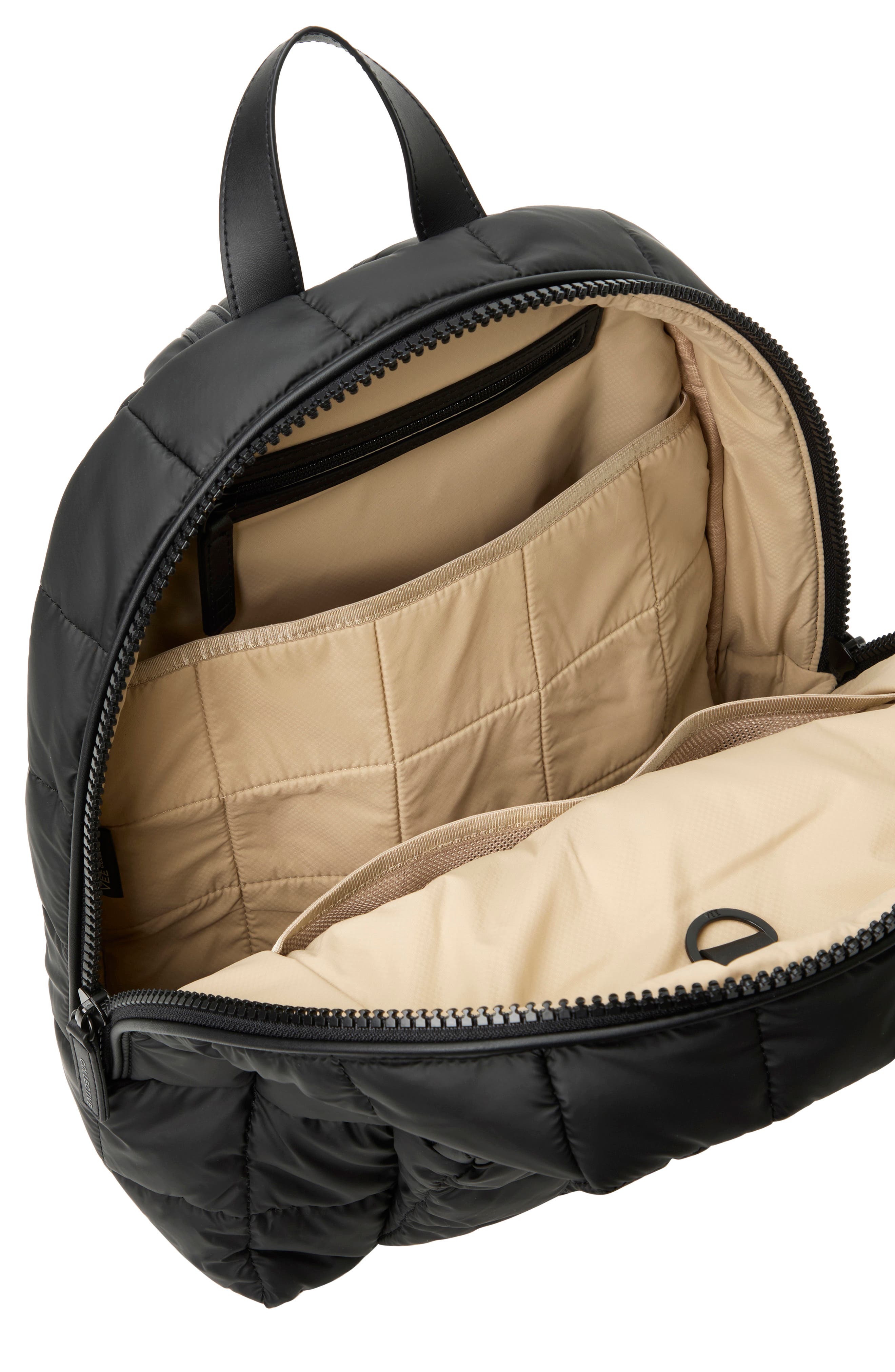VeeCollective Porter Quilted Recycled Nylon Backpack, Alternate, color, Matt Black