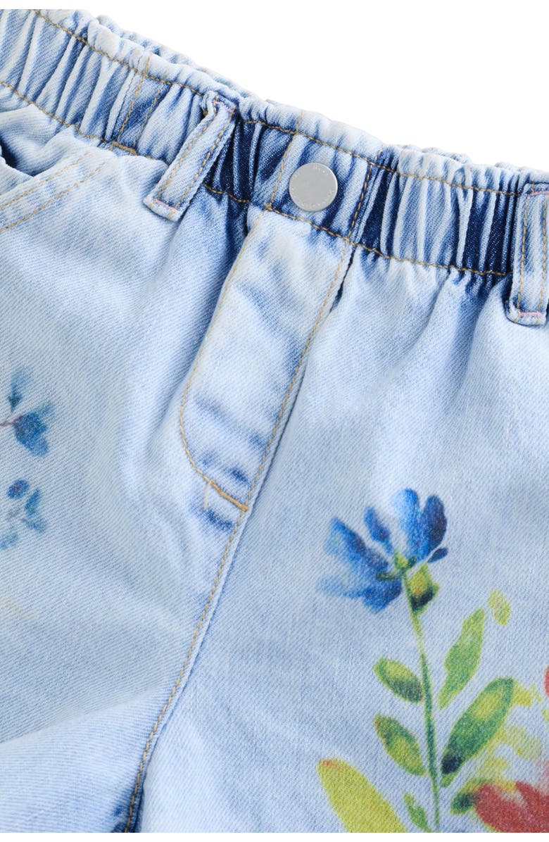NEXT Kids' Floral Denim Shorts, Alternate, color, Blue