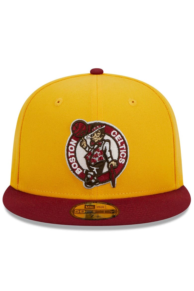 Men's New Era Yellow/Red Boston Celtics Fall Leaves 2-Tone 59FIFTY Fitted Hat, Alternate, color, Yellow