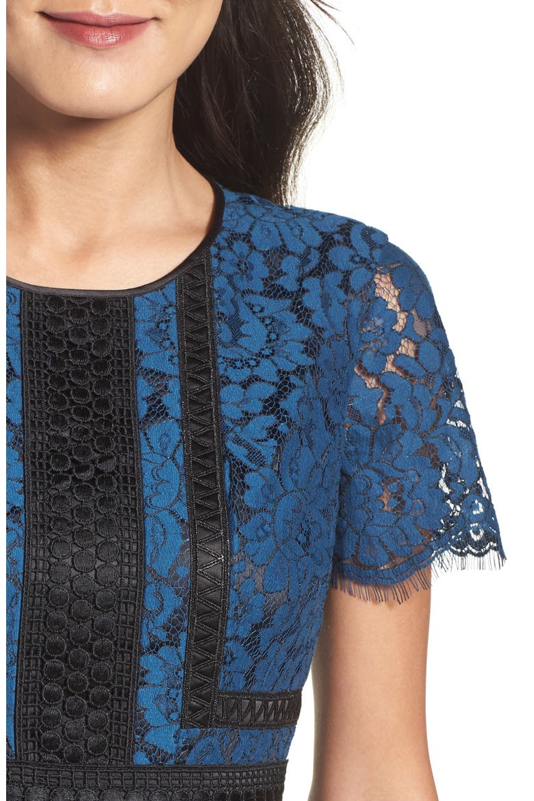 Lace Fit & Flare Dress, Alternate, color, TEAL