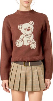 English Factory Teddy Bear Embellished Crewneck Sweater