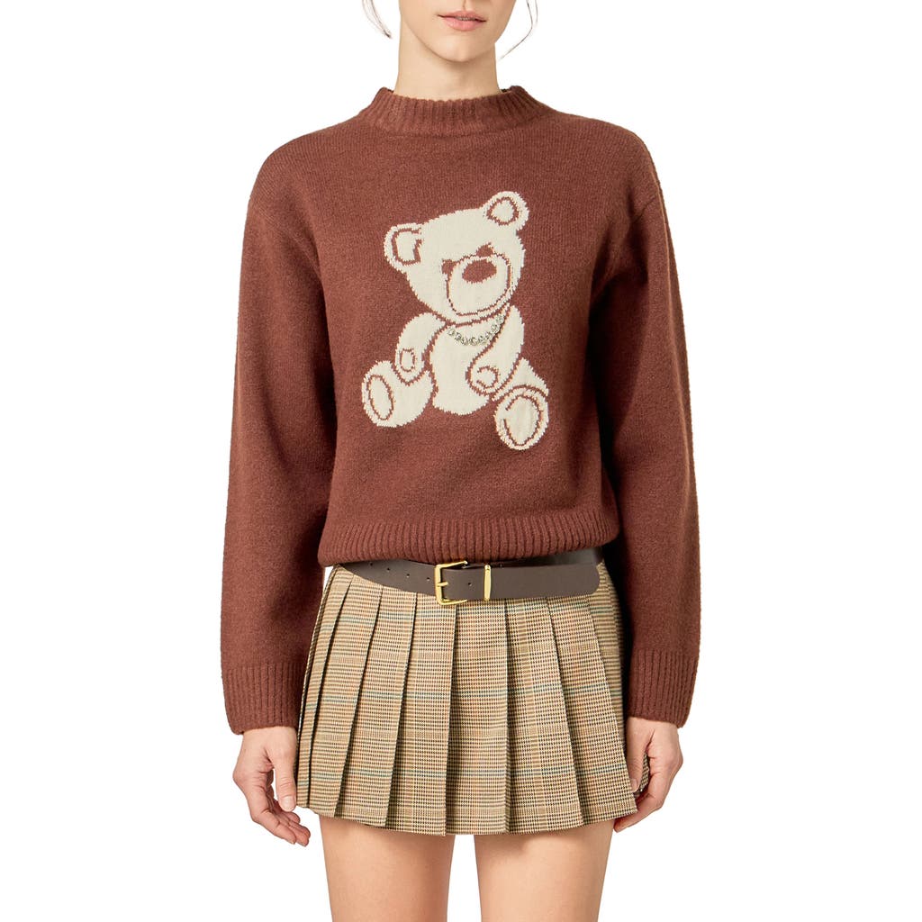 English Factory Teddy Bear Embellished Crewneck Sweater In Multi
