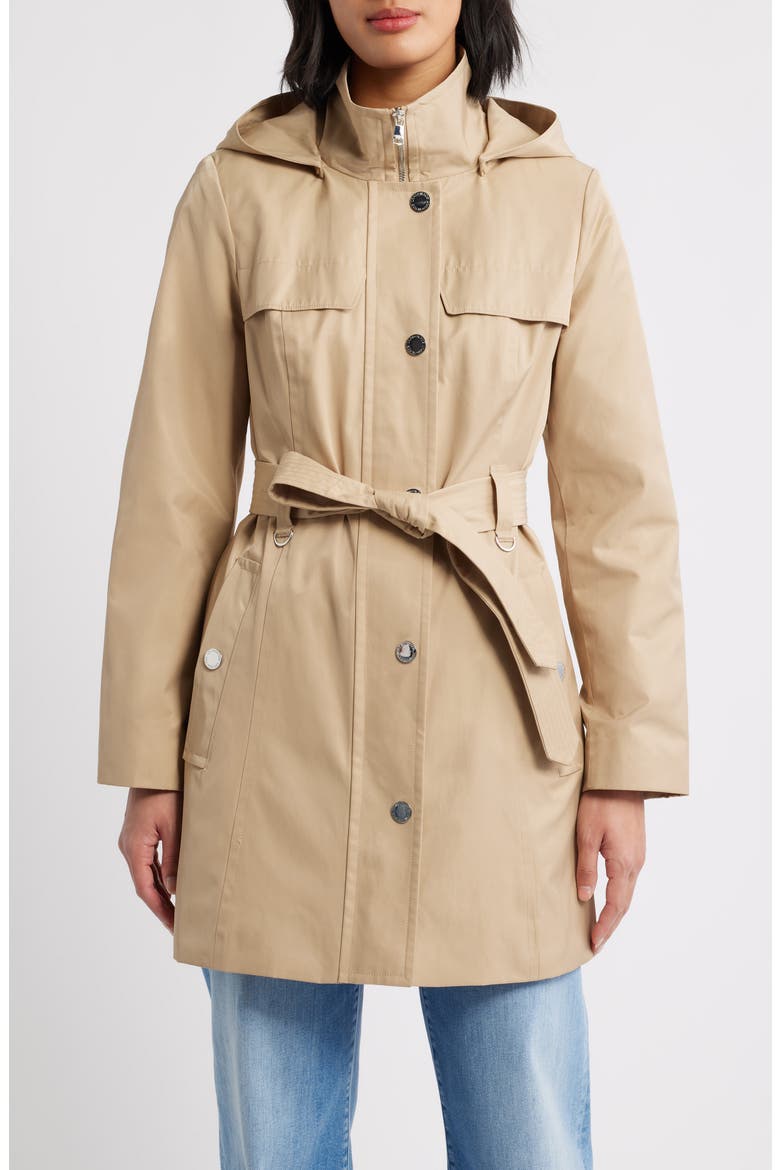 Belted Cotton Blend Coat, Main, color, STONE