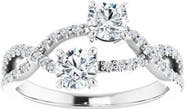 Ivy & Pearl Co. 3/4 CT Natural Diamond Two-Stone Ring in 14K Gold