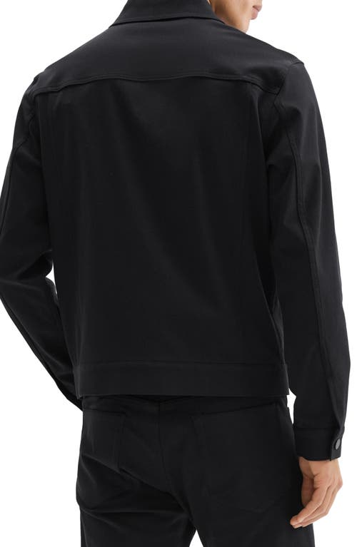 Theory River Cotton Blend Twill Trucker Jacket In Black