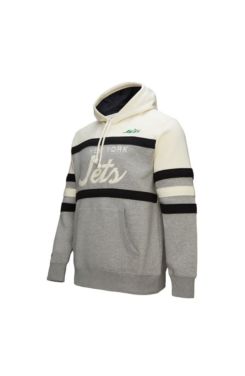 Mitchell & Ness Men's Mitchell & Ness Heather Gray New York Jets Head Coach Vintage Logo Pullover Hoodie, Alternate, color, Heather Gray