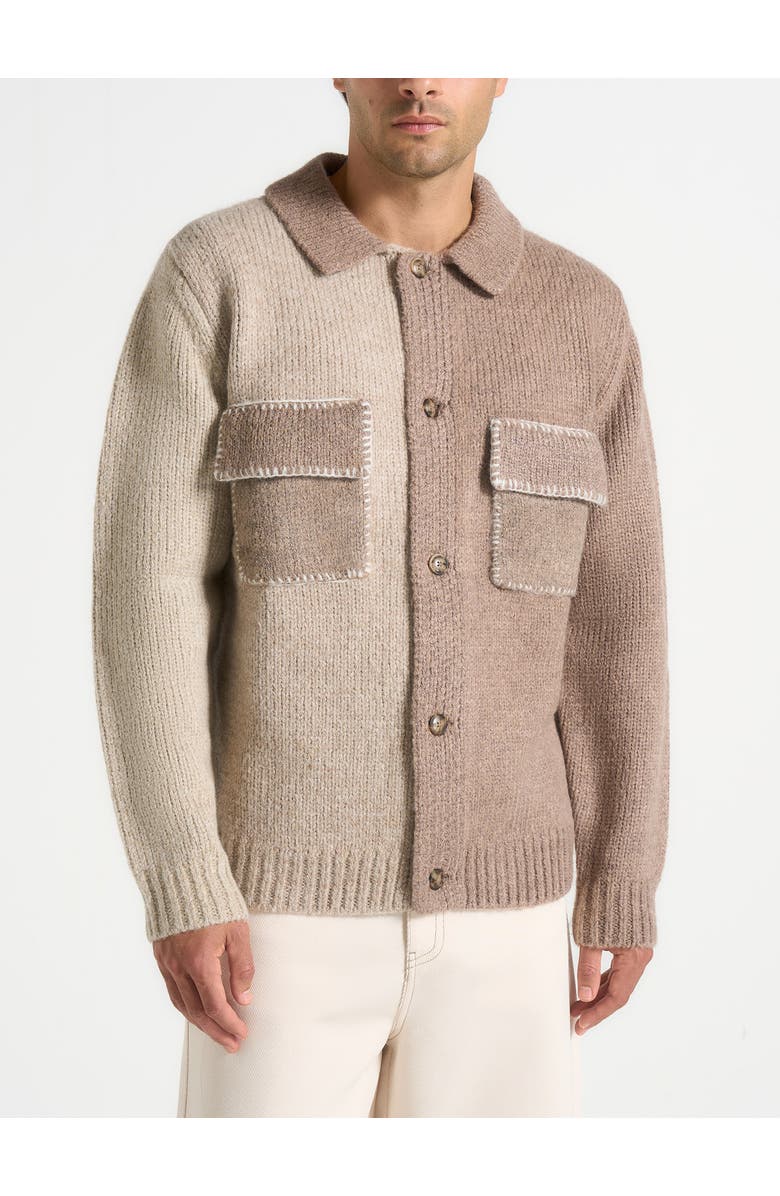 Manière De Voir Jean Mohair-Blend Colour Block Cardigan, Main, color, Beige