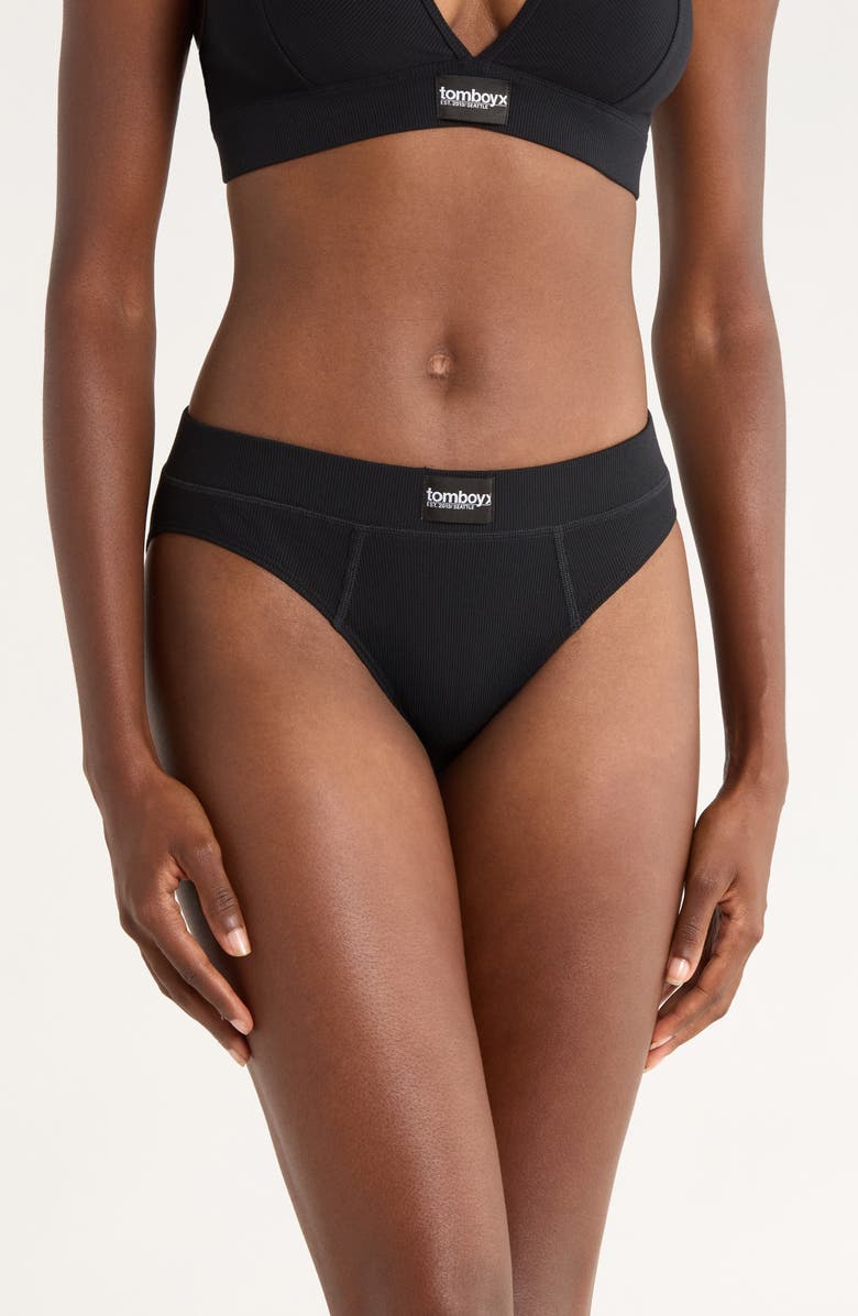 TomboyX Rib Bikini Briefs, Main, color, Black