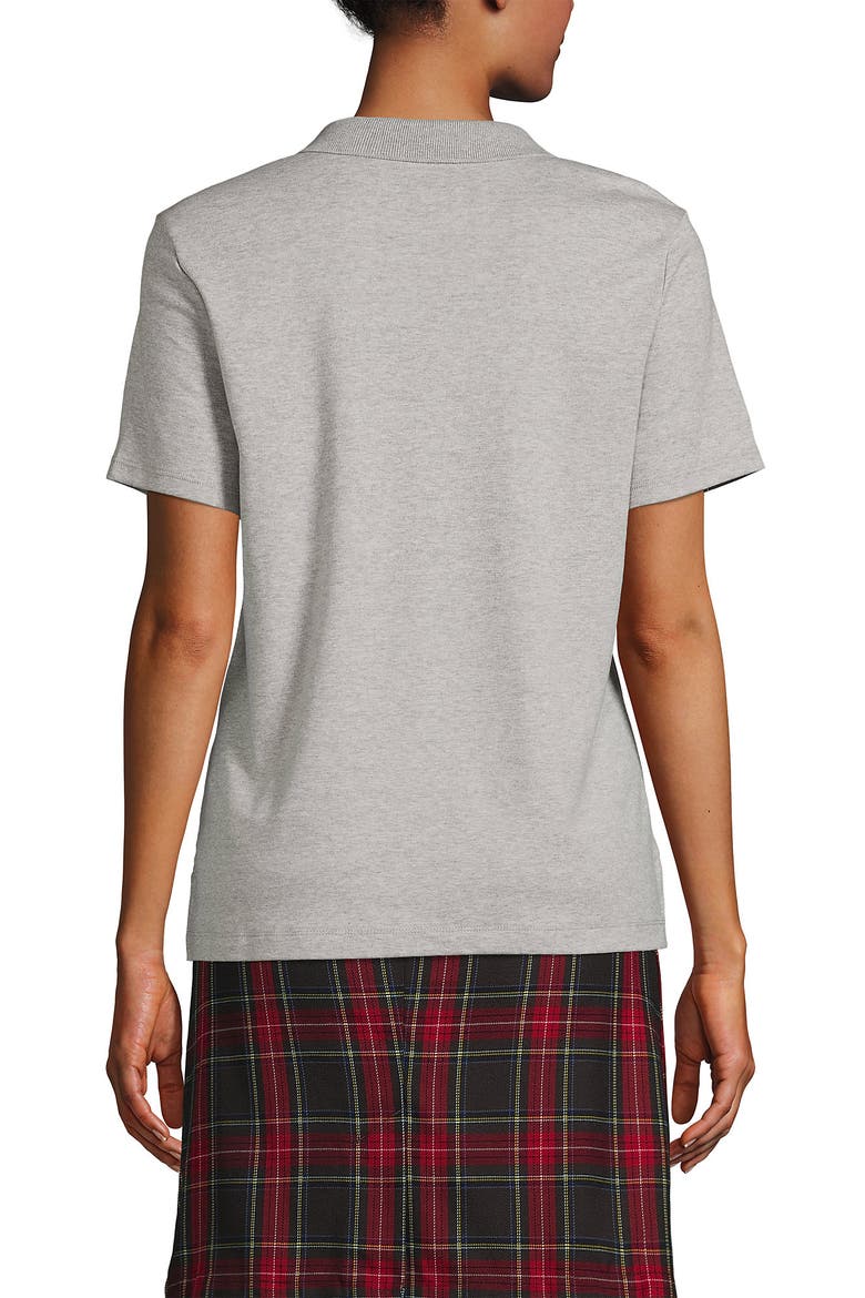 School Uniform  Short Sleeve Feminine Fit Interlock Polo Shirt, Alternate, color, Gray Heather
