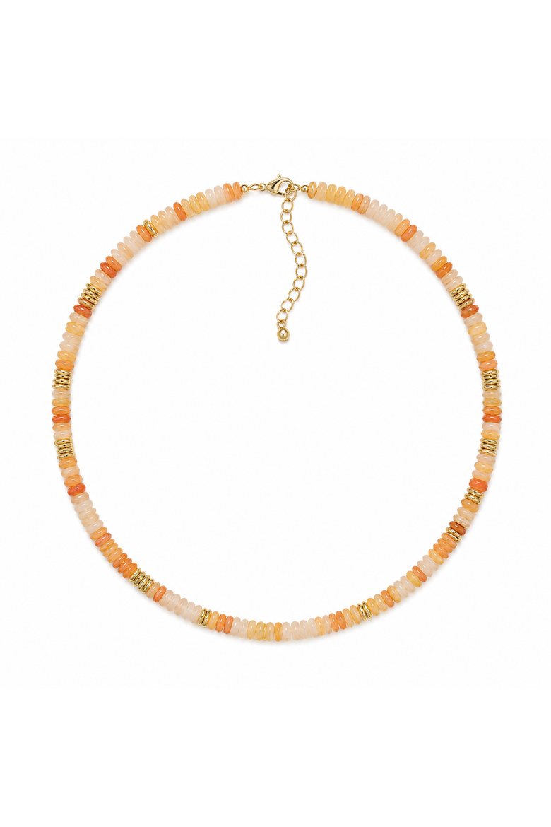 Coffee Date Yellow and Orange Beaded Necklace, Main, color, Beige