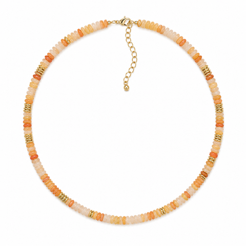Coffee Date Yellow and Orange Beaded Necklace