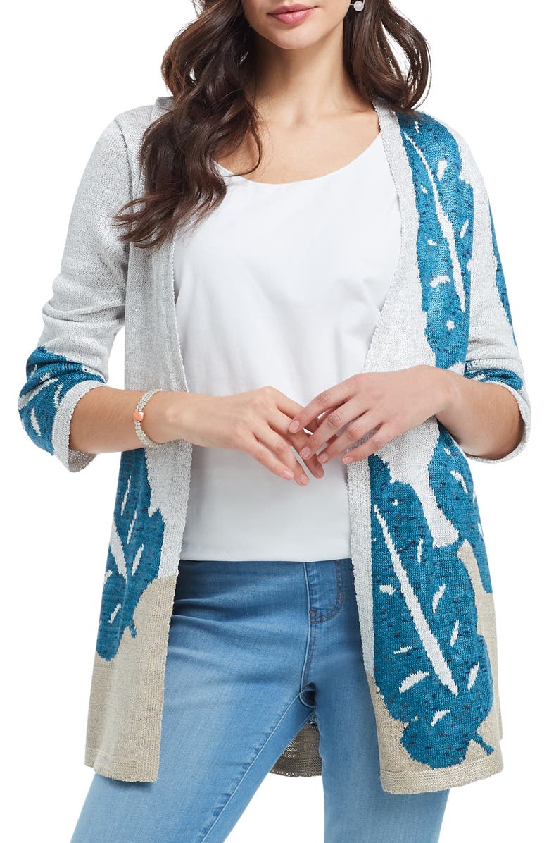 NIC+ZOE Falling Fronds Cardigan, Main, color, 