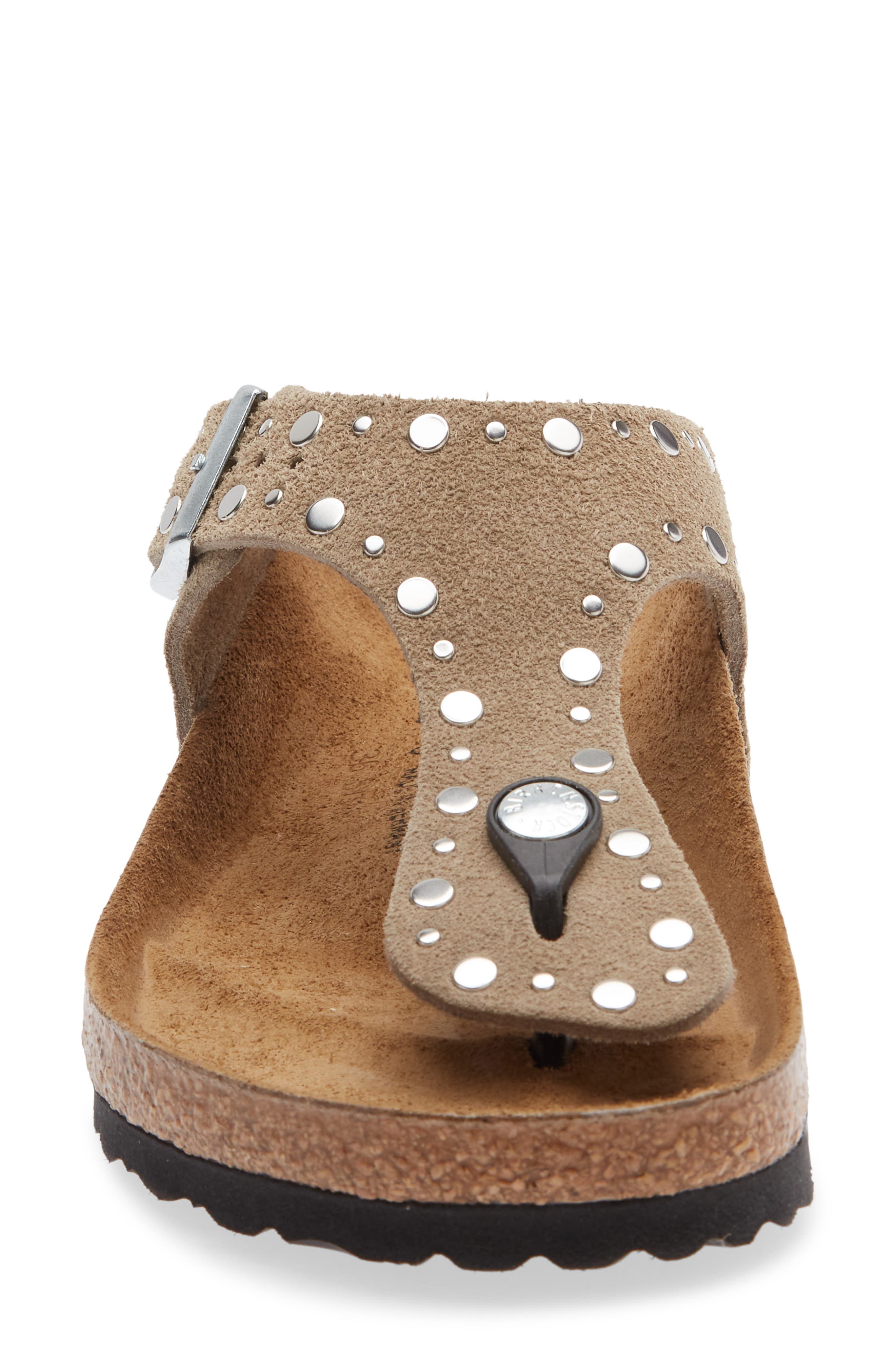 Birkenstock Gizeh Rivets Sandal, Alternate, color, Taupe Suede