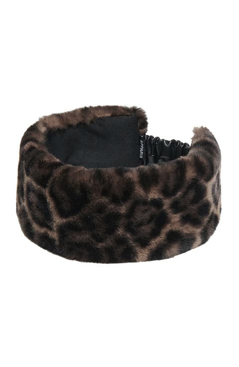 Eleni Leopard Print Faux Fur Headband